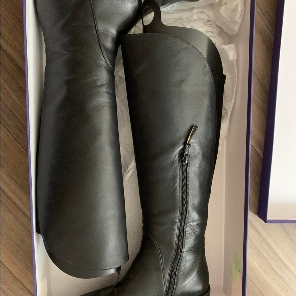 Black Leather Knee-High Boots